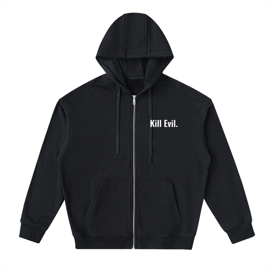Drop-Shoulder Zip Up Hoodie