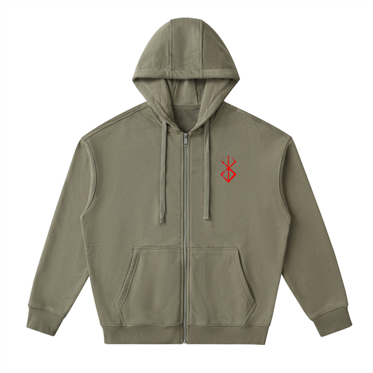 Drop-Shoulder Zip Up Hoodie