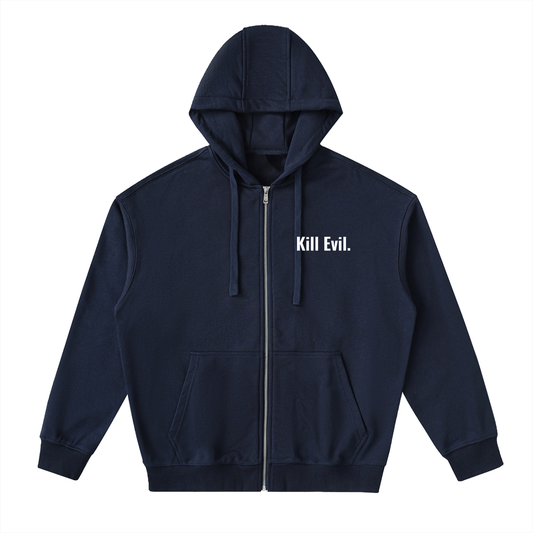 Drop-Shoulder Zip Up Hoodie