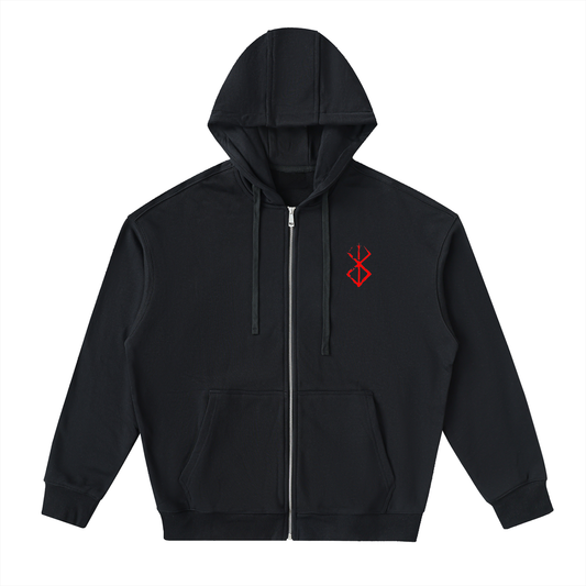 Drop-Shoulder Zip Up Hoodie