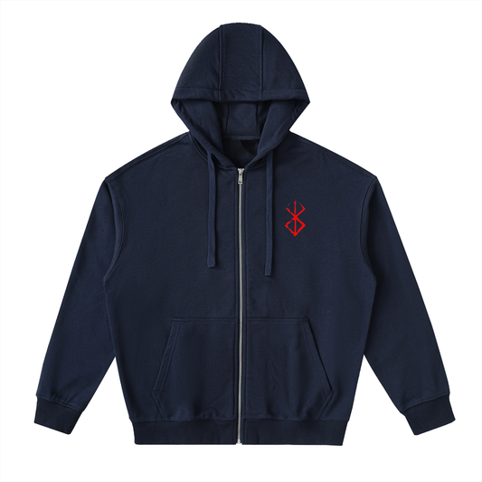Drop-Shoulder Zip Up Hoodie